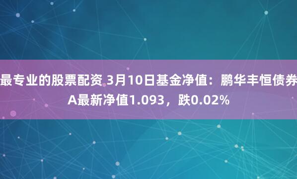 最专业的股票配资 3月10日基金净值：鹏华丰恒债券A最新净值1.093，跌0.02%